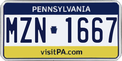 PA license plate MZN1667