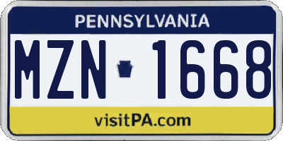 PA license plate MZN1668