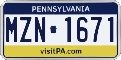 PA license plate MZN1671