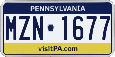 PA license plate MZN1677