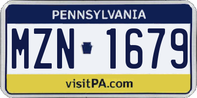 PA license plate MZN1679