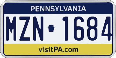 PA license plate MZN1684