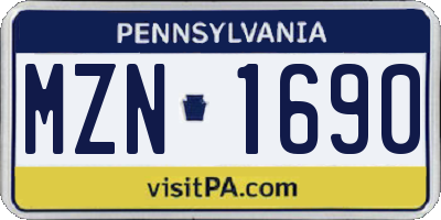 PA license plate MZN1690