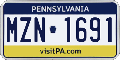 PA license plate MZN1691