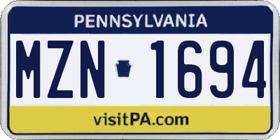 PA license plate MZN1694