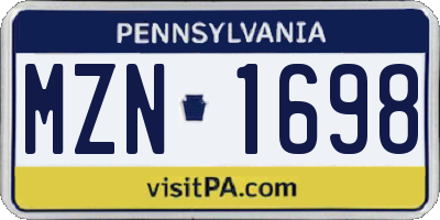 PA license plate MZN1698