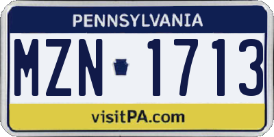 PA license plate MZN1713