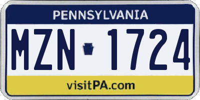 PA license plate MZN1724