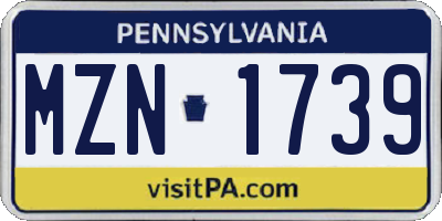 PA license plate MZN1739