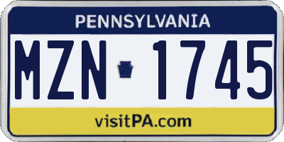 PA license plate MZN1745