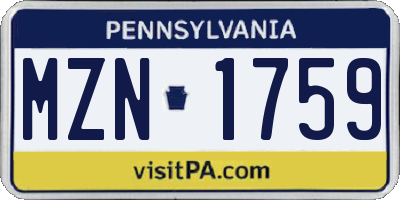 PA license plate MZN1759