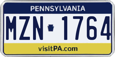 PA license plate MZN1764