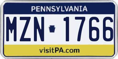 PA license plate MZN1766