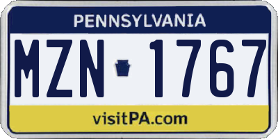 PA license plate MZN1767