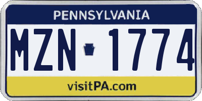 PA license plate MZN1774