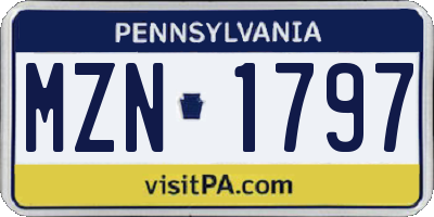 PA license plate MZN1797