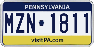 PA license plate MZN1811