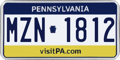 PA license plate MZN1812