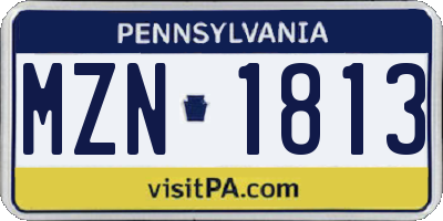 PA license plate MZN1813
