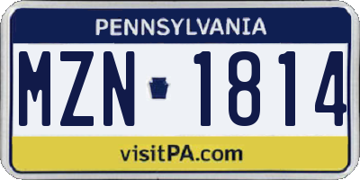 PA license plate MZN1814