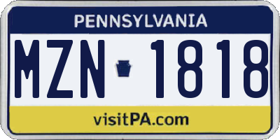 PA license plate MZN1818