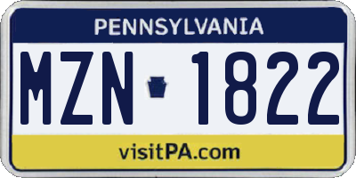 PA license plate MZN1822