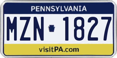 PA license plate MZN1827