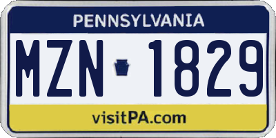 PA license plate MZN1829