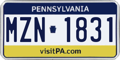 PA license plate MZN1831