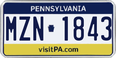 PA license plate MZN1843