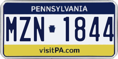 PA license plate MZN1844