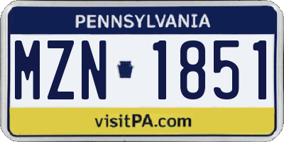 PA license plate MZN1851
