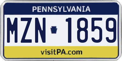 PA license plate MZN1859