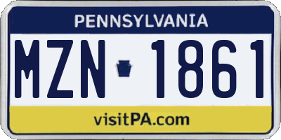 PA license plate MZN1861