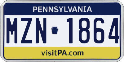 PA license plate MZN1864