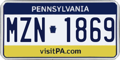 PA license plate MZN1869