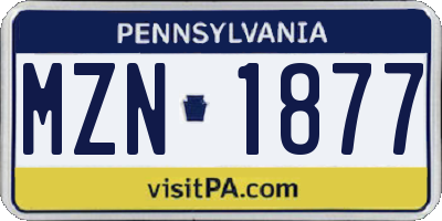 PA license plate MZN1877