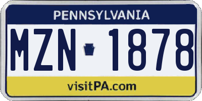 PA license plate MZN1878