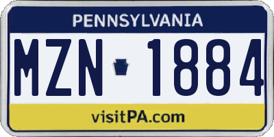 PA license plate MZN1884