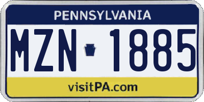 PA license plate MZN1885