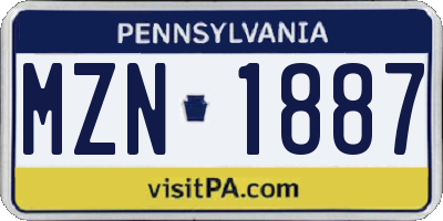 PA license plate MZN1887
