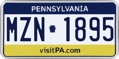 PA license plate MZN1895