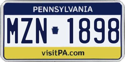PA license plate MZN1898