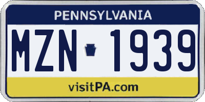 PA license plate MZN1939