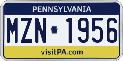 PA license plate MZN1956