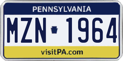 PA license plate MZN1964