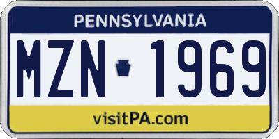 PA license plate MZN1969