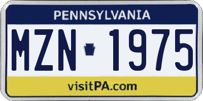 PA license plate MZN1975