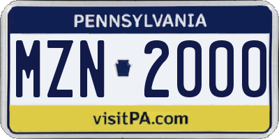 PA license plate MZN2000