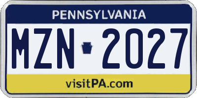 PA license plate MZN2027